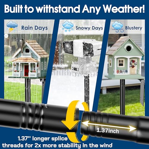 Ottsuls 2 Pack 109 Inch Heavy Duty Bird Feeder Pole Kit for Wild Birds, with 5-Prong Base Feeding Station, Adjustable Birdhouse Stand - size: 109 IN-2Pack
