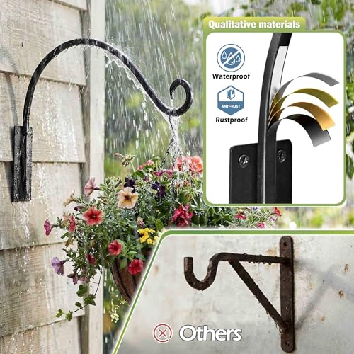 Heavy Duty Plant Hanger Bracket: 16 Inch 2 Pack Hanging Plant Bracket | 80 Lbs Solid Iron Capacity, Rust-Resistant Coating, Hanging Heavy Baskets Feeders, Complete Hardware Kit, Indoor Outdoor Use - size: 1A-16" 2PCs