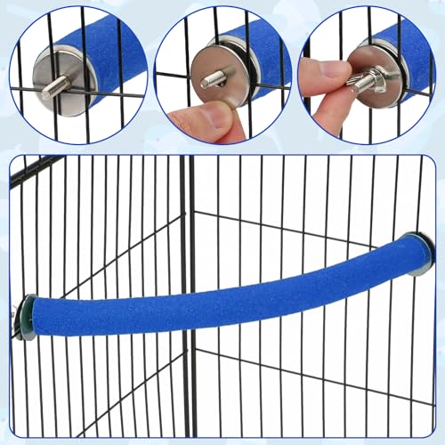 Rypet 90-Degree Parrot Perch for Cage Corner, Quartz Bird Perch (Blue L) | For Paw Grinding Clean Stick Exercise, Rough Quartz Surface, Cage Accessorie, Small Parakeets Cockatiel Conures - color: Blue-corner-90, size: Large