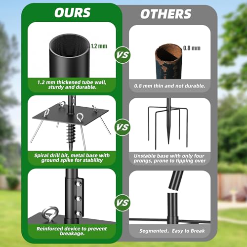Upgraded Heavy Duty Bird Feeder Pole, 92 Inch Squirrel Proof Adjustable Bird Feeding Station,1 Inch Dia Bird House Pole, 4 Shepherd Hooks for Feeder Stand, Includes Water Bowl & Mesh Tray - size: 92inch