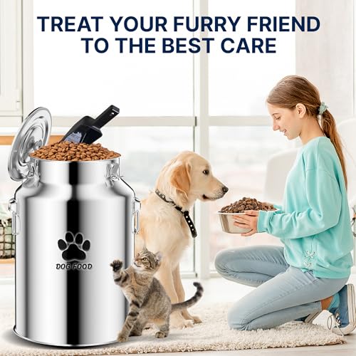 40Lbs Large Metal Dog Food Storage Container, Stainless Steel Dog Food Storage Container
