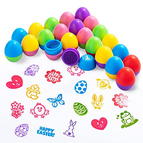 JOYIN 24 Pcs Easter Egg Stampers Toys for Easter Eggs Hunt Game, Basket Stuffers Fillers, Kids Gifts, Party Favor, Self Inking Stamp for Classroom Prize Supplies - style: sheep