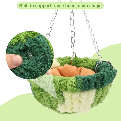 Wontee Bird Nest Bed Parrot Hanging Swing Hammock Bird Cage House for Budgies Parakeets Cockatiels Lovebirds Conures (Green) - color: Green