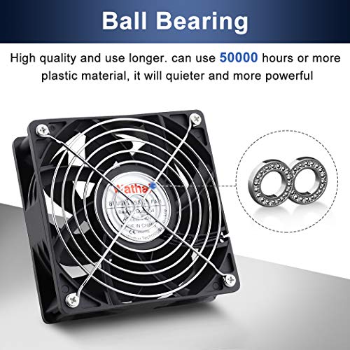 Wathai EC Industrial Case Fan 120mm x 38mm AC 110V 120V Cooling Fan | 110V - 240V Brushless Muffin Axial Fan Dual Ball Big Airflow 116 CFM 120x120x38mm for External Electronics Cooling - style: 120x38mm