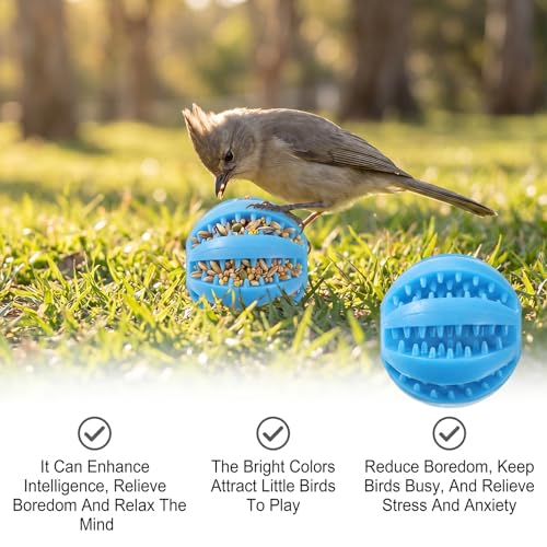 Gjinxi Parrot Feeder Chew Toy Ball Bird Foraging Interactive Balls Sharpening Teething Claws Beaks Toy for Small Medium Animals Parakeets Macaws Lovebirds Budgie Hamsters Guinea Pigs Cockatiel Parrot
