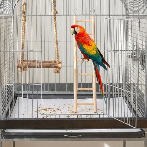 2 Pack Bird Ladder Wooden Bird Cage Ladder Birds Cage Accessories for Parakeets, Parrots, Cockatoo & Lovebirds (7 Step & 8 Step)
