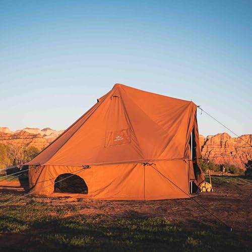 WHITEDUCK Regatta Canvas Bell Tent - w/StoveJack, Waterproof, 4 Season Luxury Camping and Glamping Yurt Tent Outdoor - color: Desert Red, size: 20' (6M), Water Repellent
