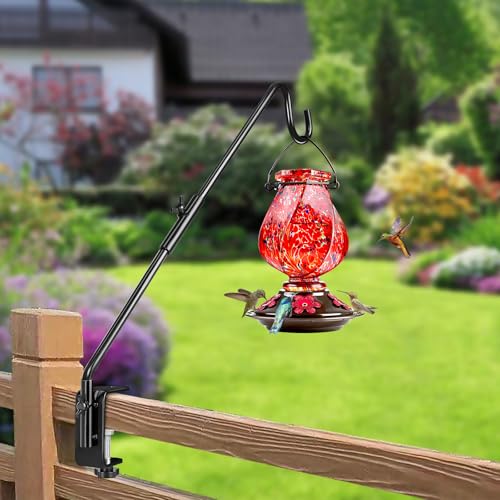 Deck Hook, 20 Inch Bird Feeder Hanger for Hummingbird Feeders, Black | Heavy Duty, Metal Hanger for Planters, Lanterns, Wind Chimes, Holiday Decorations, 360° Rotatable Arm, Gifts for Women Men - size: 20inch