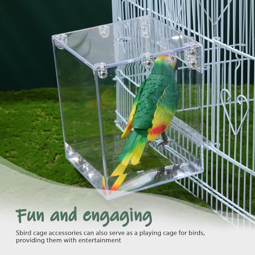 Happyyami Hanging Bird Bath Box for Cage Multifunctional Bird Bath Cage Accessory for Parakeet Cockatiel and Small Birds Space-Saving Shower Indoor Accessories 6.49 X 5.11 X 5.11 in