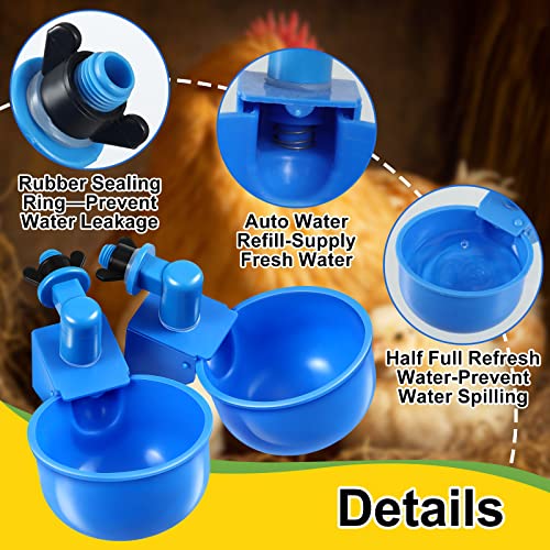 Tanlade 50 Pcs Automatic Chicken Waterer Cups Chicken Feeder for PVC Pipe Waterer Kit for Poultry Duck Goose Turkey Bunny (Blue,Classic) - color: Blue
