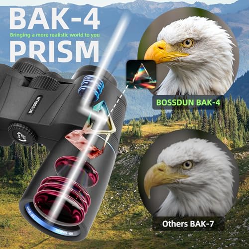 16x50 Binoculars for Adults High Powered, Professional Optics Binoculars for Bird Watching with Low Light Night Vision, HD FMC BAK4 Prism Lens, Waterproof & Fogproof for Hunting/Traveling - color: Black