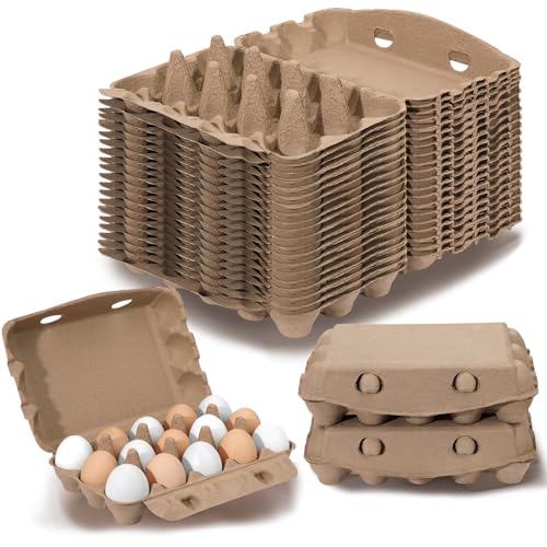 20 Pack Egg Cartons, 3x5 Style Reusable Egg Cartons Cheap Bulk | Natural Paper Pulp Egg Cartons Bulk, Sturdy Egg Holder for Fridge, Egg Carton for Fresh Chicken Eggs