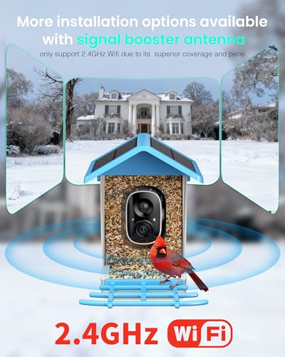 G11 Smart Bird Feeder with Camera, 2.5K, AI Bird ID, 5W Solar, Blue | AI identifies 16,000+ species; 170-degree view, dual night vision, 5000mAh battery, IP65 and 2.4GHz WiFi. - color: Blue