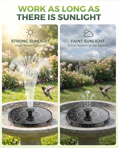Solar Fountain for Bird Bath, 2026 Upgrade 1.4W Solar Water Fountain Pump with 7 Nozzles, 4 Fixed Pipes, Outdoor Standing Floating Solar Fountain for Garden, Ponds, Pool, Fish Tank, 6.3 Inch