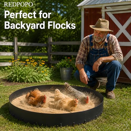 Bottomless Chicken Dust Bath Tub, 37 X 5.9 in Adjustable Large Chicken Bath Container, Heavy Duty PE Landscape Edging Border for Chicken, Ducks, Turkeys, Outdoor Patio & Farm Use