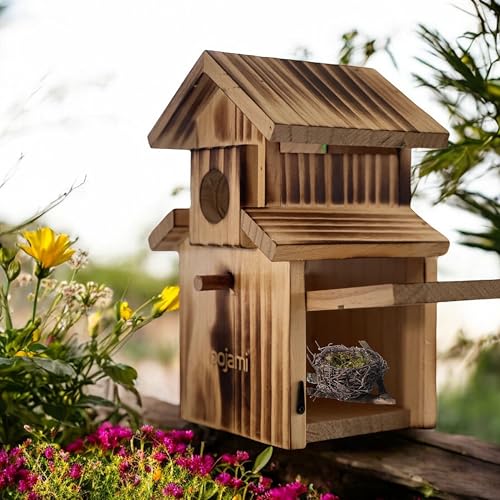 Bird House for Bluebird, Finch, Wren, Chickadee, Tree Swallow, Wild Birds, Woodpecker, Outdoor Nesting Box, Easy-to-Open (Brown) - style: Brown