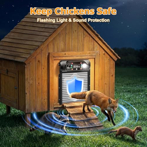Automatic Chicken Coop Door Solar Powered, Roll-Up Anti-Jam Auto Chicken Door Opener with Light Sensor, Timer & Remote Control, Large 9.45" x 10" Opening, Anti-Pinch Weatherproof for Outdoor