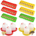 12 Pack Chick Feeder and Waterer Set, Baby Chicken Supplies with Chicks Feeder Trough and 1l Hanging & Automatic Waterer, Chicken Starter Kit for Small Poultry Ducks Quail Coop