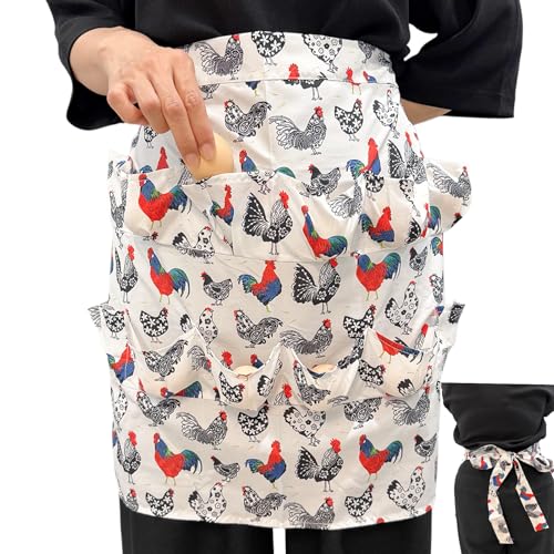 Egg Apron, Egg Collecting Apron with 12 Pockets for Fresh Eggs - Gathering Eggs from Chickens, Ducks, and Geese - color: White