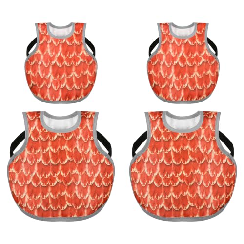 4pcs Chicken Saddles for Hens in Two Sizes, with 50 Sets of Chicken Foot Markers. Reusable Hen Mating Saddle Adjustable Hen Protection Device for Hens of Different Sizes (Orange-red) - color: Orange-red