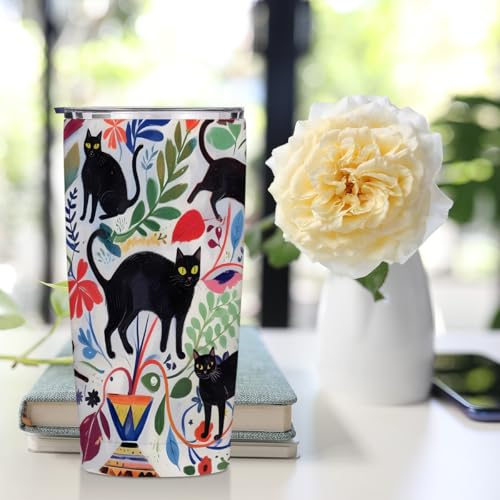 Jztco Cat Gifts for Women 20 oz Tumbler, Cat Stainless Steel Insulated | Cat Themed Insulated Travel Coffee Mugs Water Bottle, Cat Lover Gifts for Women Girls Mom Christmas Birthday Gifts - color: Multi 1350