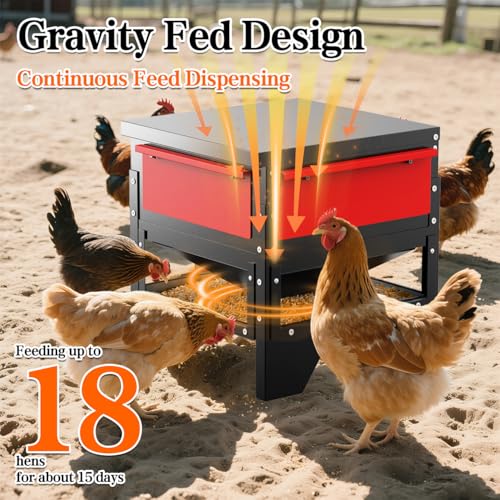 60-90lb Automatic Chicken Feeder | All Metal Poultry Feeder, No Waste Waterproof Chicken Feeder, Suitable for Geese, Ducks, Turkeys, Quails - size: 80LB