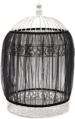 ISMARTEN Bird Cage Seed Catcher (2 Pack), Airy Gauze Bird Cage Cover Seeds Guard Dust-Proof Universal Birdcage Accessories Mesh Net Cover (Black + White, S) - color: Black + White, size: Small