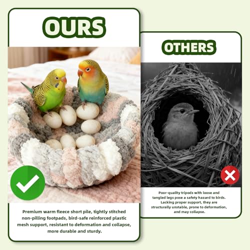 12pcs Bird Nest for Cage, Plush Hanging Bird Bed | Hand Woven Hemp Rope Nest, 9 Bird Toys Included, For Dove Parrot Canary Little Parrot, Warm Breeding Cabin Nest