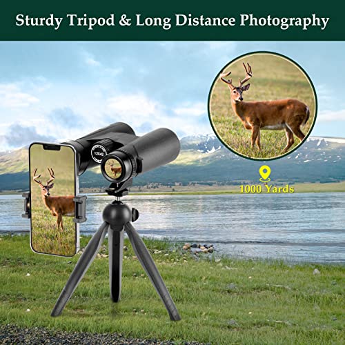 12x42 High Powered Binoculars for Adults, Phone Adapter and Tripod | BAK4 Prism, FMC Optics, Waterproof, 367ft Wide View, 18.5mm Eyepieces for Bird Watching Cruise Travel Wildlife Viewing Sports - size: 12x42