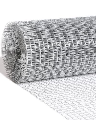Hardware Cloth 1/2'' Chicken Wire Fencing 48'' x 100' 19-Gauge | Hot-dip Galvanized After Welding Chicken Wire Mesh Roll Works as Chicken Coop Wire for Secure Poultry Enclosures - size: 1/2'' 48in x 100ft