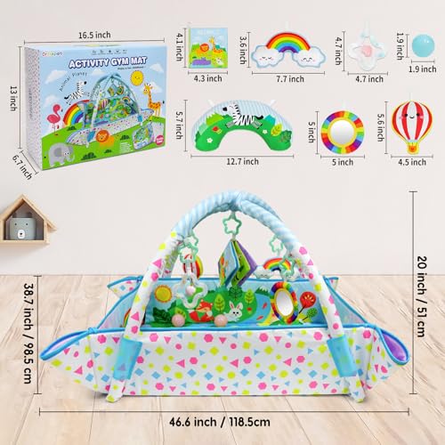 Dr.Rapeti Baby Play Mat, Baby Play Gym, Playmat & Floor Gyms with Ball Pit | 47x40inches Activity Gym Mat, Play Mat with Play Arch, Thick Non Toxic Playmats, Sensory Exploration Motor Skill Development - size: 47*40 Inch