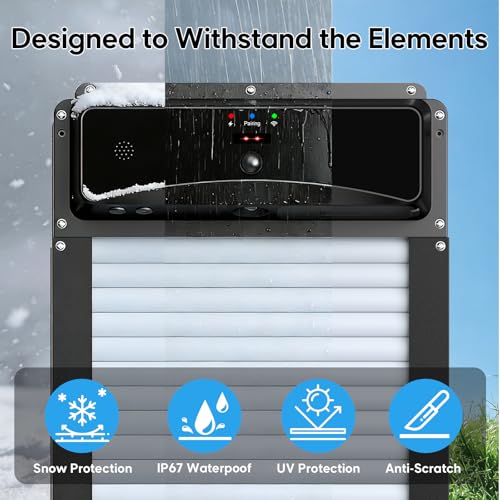 Automatic Chicken Coop Door with Remote Display, Solar Powered Roll-up Chicken Door, 393ft Long-Range Wireless Monitor, Anti-Pinch Auto Coop Door, Predator Protection Motion Sensor, No WiFi Needed
