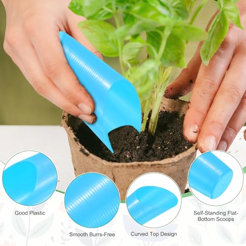 M METERXITY 6-Pack Bonsai Soil Scoops, Plastic Garden Soil Scoops Bucket Shovel Potting Scoopers for Transplanting/Flower Planting/Plant Succulent, Colorful Small Gardening Tools [Blue] - color: Blue