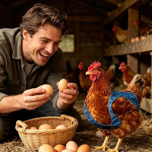 Chicken Saddle for Hens, Adjustable Strap & Easy Put On, Chicken Apron Hens Back Protector, Hen Vest, Safe Guard from Rooster Damage and Flock Pecking