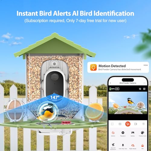 Onforu Smart Bird Feeder with Camera, 2.5K QHD Camera Birds Feeder Outdoor Solar Powered, AI Identification, Instant Notifications, 2.4GHz WiFi, 2-Way Audio & Night Vision, Gift for Bird Lovers