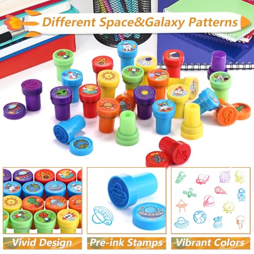 Kesote Space Party Favors, 26pcs Space Stamps Set for Kids Galaxy Birthday Party Crafts Supplies Stuffer Treat Gift Goodie Bag Filler - color: Blue