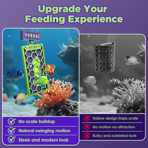 YOBBAI Magnetic Seaweed Feeder, Swinging Motion Nori Feeder, Seaweed Clip for Tangs Angels Freshwater and Shrimp Tanks (Green & Purple) - color: GREEN & PURPLE