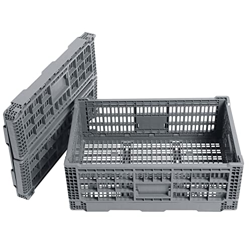 Collapsible Storage Bin/Containe， Transfer box,crate Transit storage of various items (Gray 23.6" L x 15.7" W x 8.6" H) - size: Gray 23.6" L x 15.7" W x 8.6" H