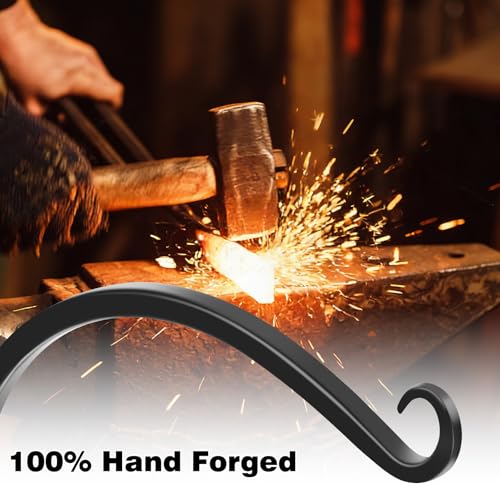 Gtongoko 10" Outdoor Plant Hanger Wall Bracket, Heavy Duty, 2 Pack | 48lb Capacity,Rust-Resistant Finish,Easy Installation,Fit Hanging Baskets,Ideal for Bird Feeders & Lanterns - size: 10 Inch, style: C-shape
