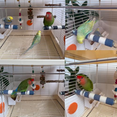 Bird Perch for Cage, 7.9” x 1” Rough-Surfaced Grinding Stone – Durable Beak & Claw Trimming Accessory for Parakeets, Cockatiels, Conures, Lovebirds and Other Parrots, Non-Toxic Bird Cage Accessory