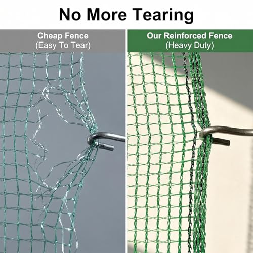 6.6x100ft Plastic Mesh Fencing,0.4in Mesh Deer Fence | Green Garden Fence with Reinforced Double Black Edges,Heavy Duty Animal Barrier for Yard and Plant Protection - size: 6.6ft x 100ft