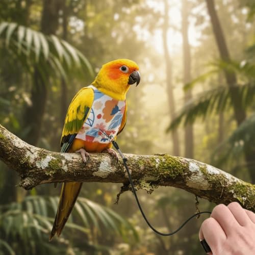 Anti Pinch Design Bird Flight Suits Prevent Loss Parrot Flying Clothes, Adjustable Walking Supplies Bird Training(M,White) - color: White, style: M