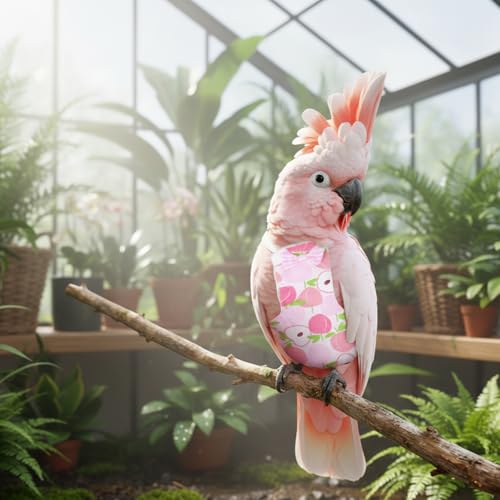 4 Pcs Bird Diaper, Parrot Diapers with Waterproof Inner | Reusable Flight Suit Cute Soft Bird Diaper Clothes for Parakeets Cockatiel Canary Monk Parakeet (L) - color: Yellow + Pink + White