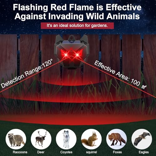 8 Pcs Solar Predator Light Nocturnal Animal Repeller Outdoor Coyote Deterrent Devices Light Sensor Animal Repellent for Chicken Coop Skunk Deer Fox Raccoon Cat Garden Yard Farm