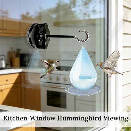 3 Pcs Window Bird Feeder Hanger Hook - Window Suction Cup with Hanger, Strong Suction Window-Mounted Hummingbird Feeder Bracket for Bird Feeders, Wind Chimes & Plants (Bird Feeder Not Included)