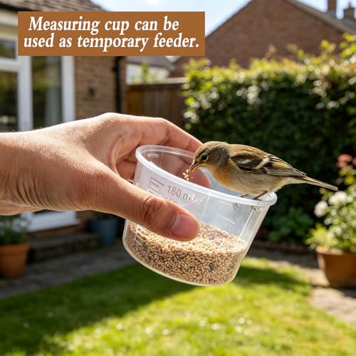 2 Pack Bird Seed Storage Container Airtight- 3 Qt/2.8L Portable Bird Seed Dispenser Pet Food Container with Measuring Cup for Birds Seeds Chicken Feed Pet Food Rice Grain Flour, BPA Free