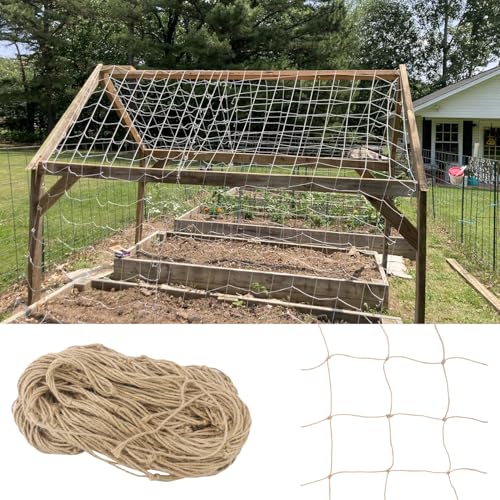 2 Pcs Plant Support Netting, Natural Jute Net, Garden Trellis Netting for Climbing Vining Plants(6.6 Ft x 9.8 Ft, 5.9 Inch Squares)