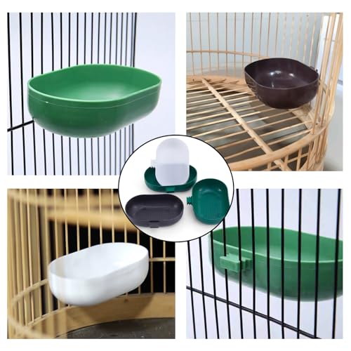 4 Pack Seed Food Feeding Cup, Bird Cage Plastic Seed Water Feeder Cups, Small Bird Plastic Feeder for Parrot Parakeet Budgie Gamefowl Poultry Pigeon