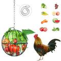 Hanging Chicken Feeder, 7.4 Inch Metal Large Chicken Ball Cage,Hen Food Rack, Chicken Feeding Supplies, Chick Coop Accessories.1 pcs Black
