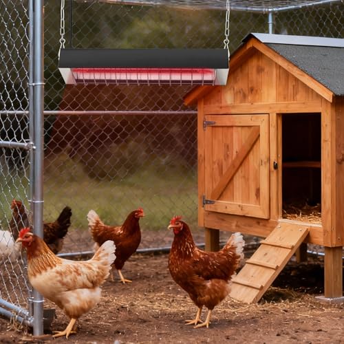 Chicken Coop Heater 330W Carbon Fiber Heating Lamp 2 Temperature Modes Hanging Heat Lamp for Chicks Brooder, Duck, Pet House, Poultry, Greenhouse Plant